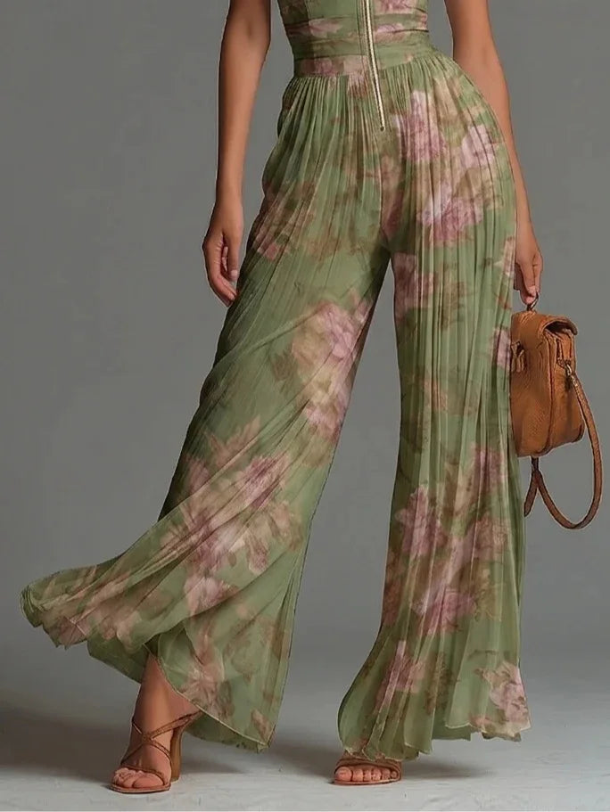 Cassidy | Women's Pleated Wide Leg Jumpsuit-Omni Prime Goods