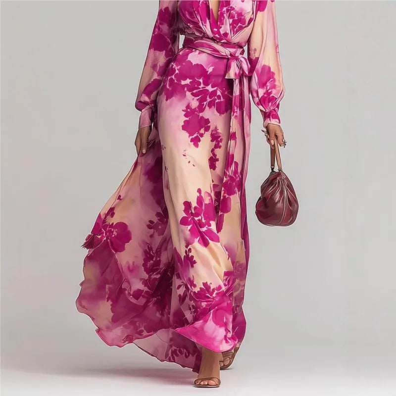 Celeste | Women's Floral Chiffon Maxi Dress-Omni Prime Goods