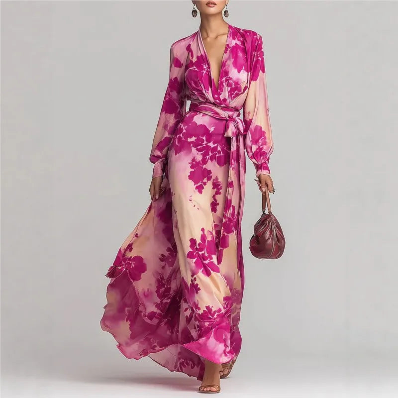 Celeste | Women's Floral Chiffon Maxi Dress-Omni Prime Goods