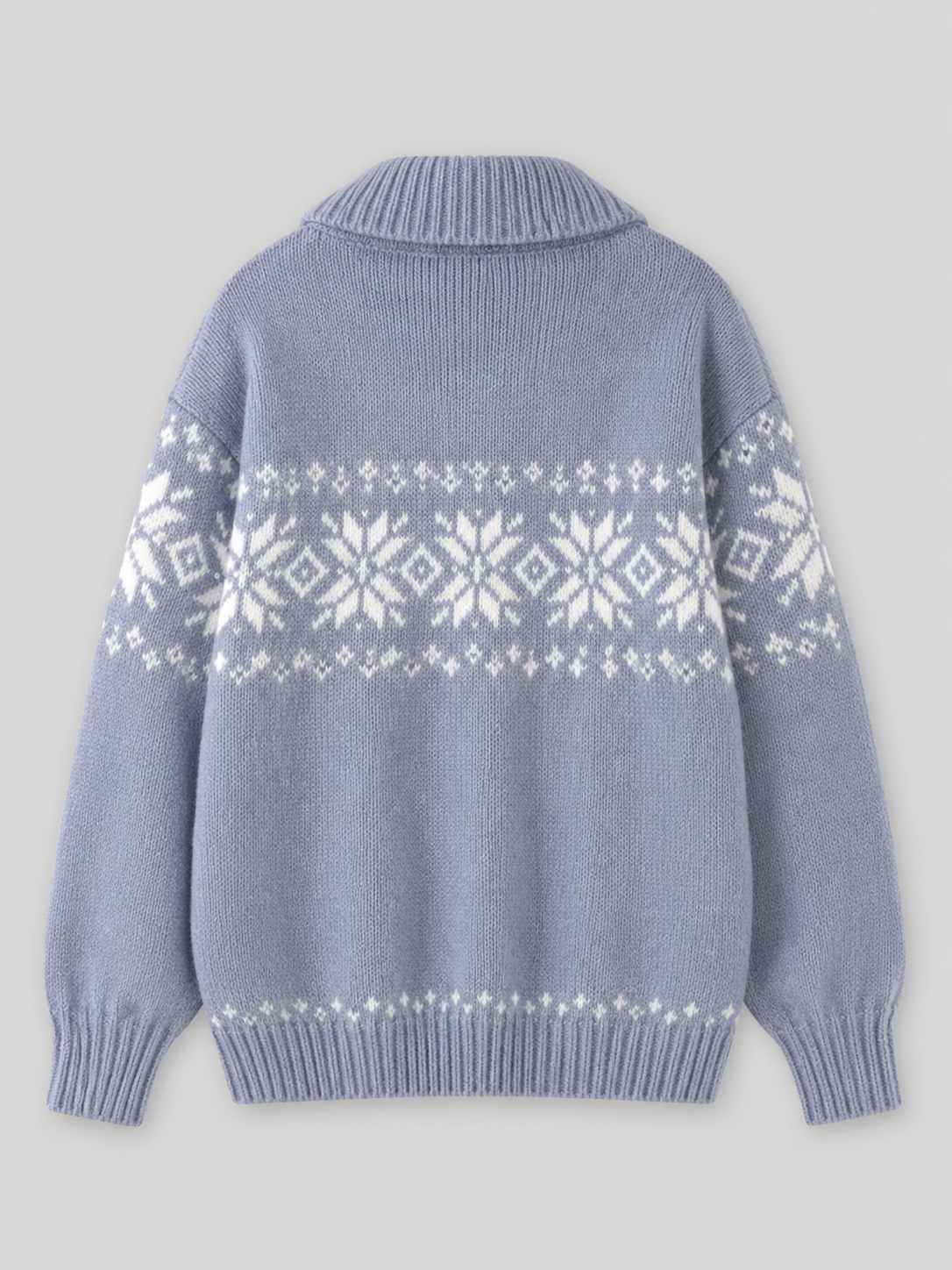 Women's Fair Isle Knit Cardigan with Zip Front and Stand Collar