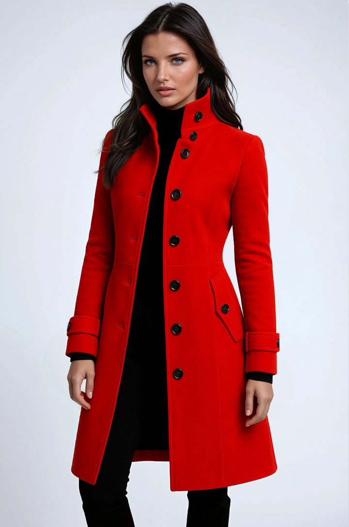 Women's Winter Trench Coat with High Collar