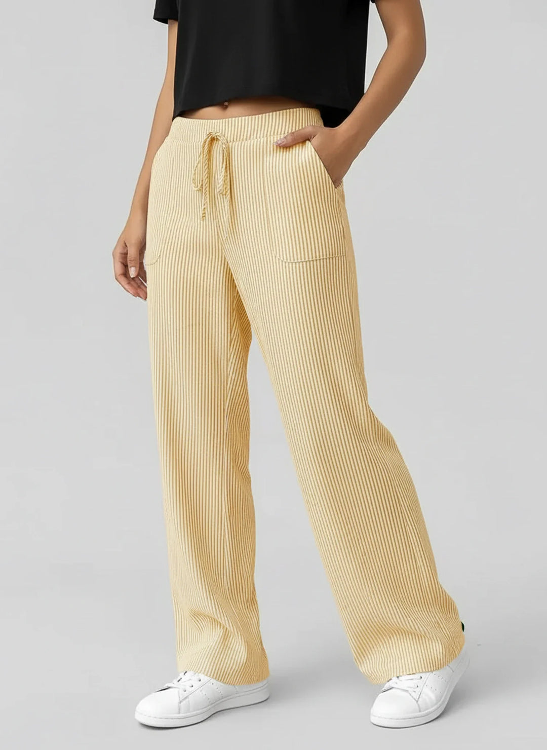 Chic Striped Wide Leg Pants for Women-Omni Prime Goods