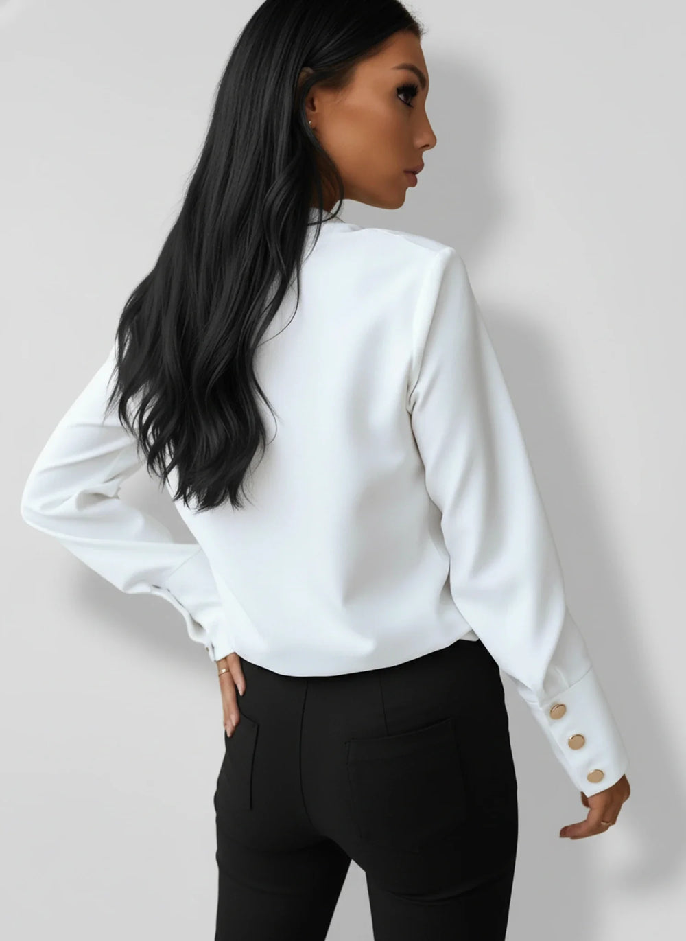 Classic Button-Down Blouse for Women-Omni Prime Goods