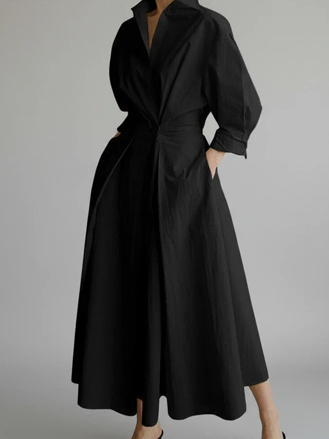 Ava | Women's Collared A-Line Midi Dress