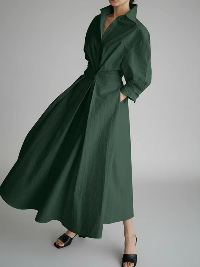 Ava | Women's Collared A-Line Midi Dress