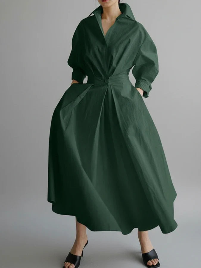 Ava | Women's Collared A-Line Midi Dress
