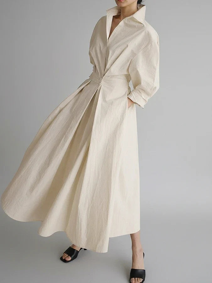 Ava | Women's Collared A-Line Midi Dress
