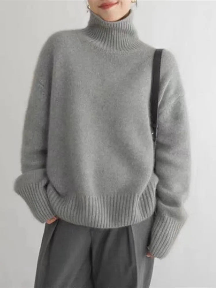 Women's Classic Turtleneck Sweater | Cozy Roll Neck Design