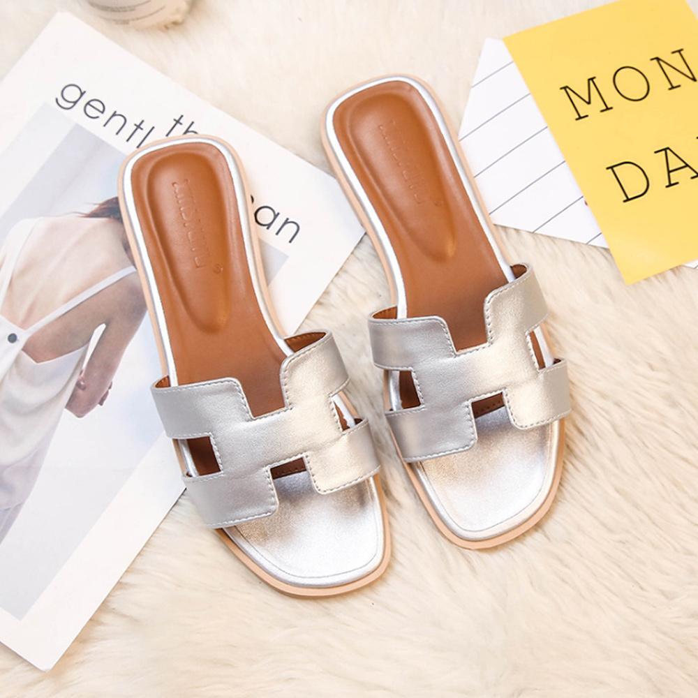 Comfort 'H' Design Sandals With Modern Design For Everyday Silver