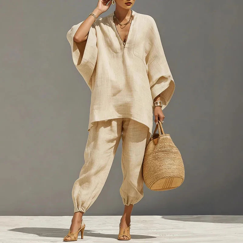 Cordella Linen Matching Set | Women's Linen Two-Piece Outfit-Omni Prime Goods