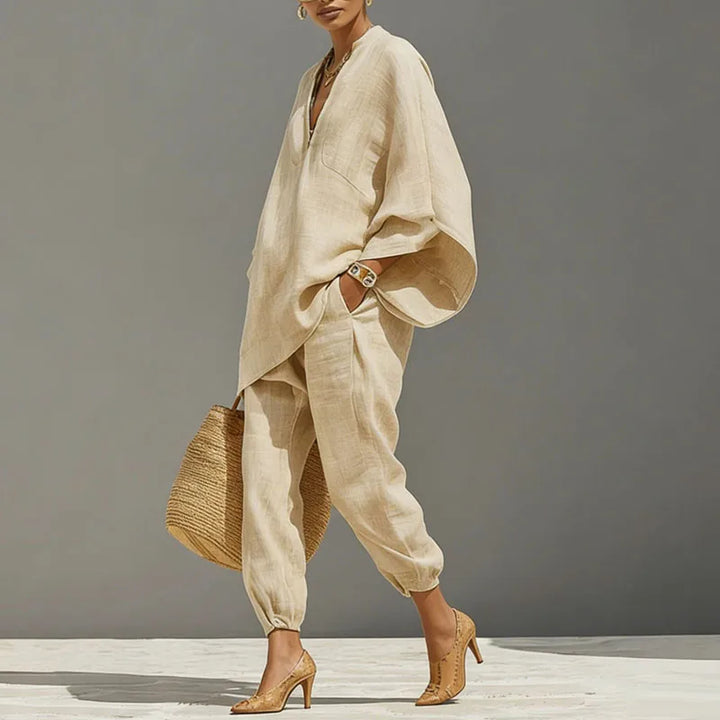 Cordella Linen Matching Set | Women's Linen Two-Piece Outfit-Omni Prime Goods