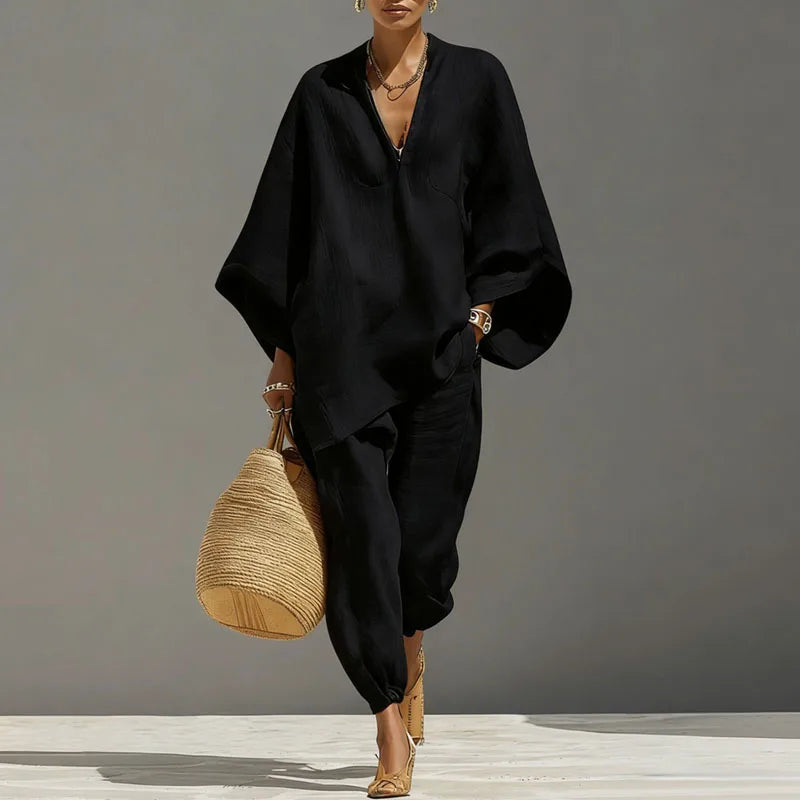 Cordella Linen Matching Set | Women's Linen Two-Piece Outfit-Omni Prime Goods