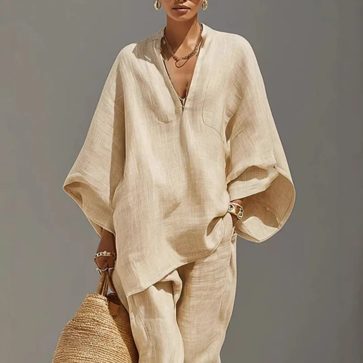 Cordella Linen Matching Set | Women's Linen Two-Piece Outfit-Omni Prime Goods