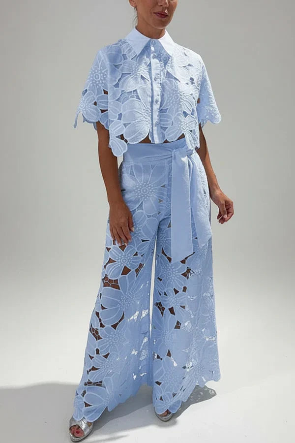 Chic Cutout Wide Leg Pants Set for Women