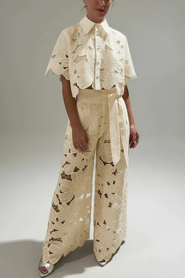 Chic Cutout Wide Leg Pants Set for Women