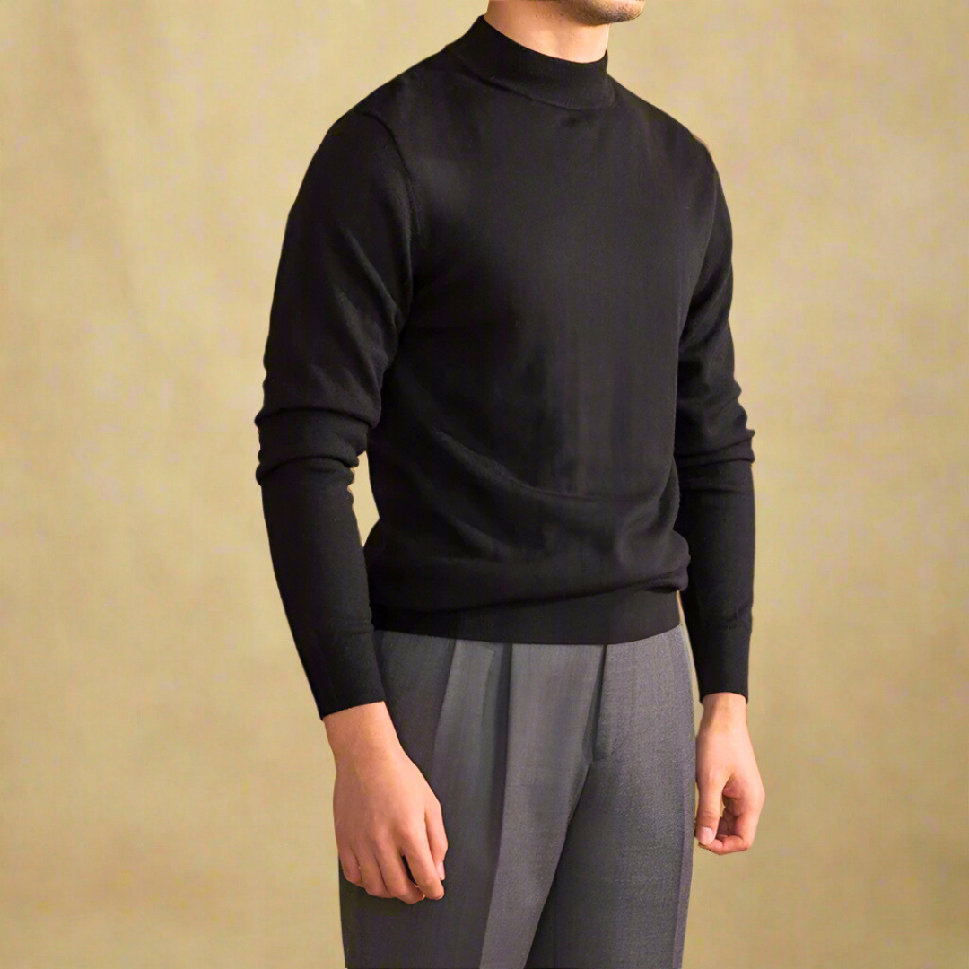 Men's Classic Wool Turtleneck Sweater - Elegant & Comfortable