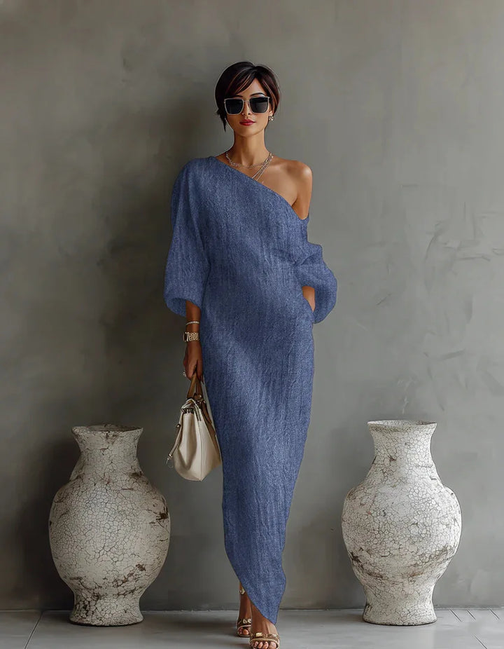 Daisy | Women's One Shoulder Linen Dress-Omni Prime Goods