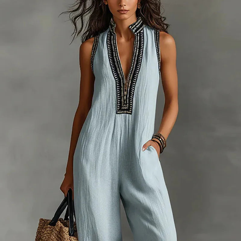 Darlene | Women's Lace Trim Jumpsuit-Omni Prime Goods