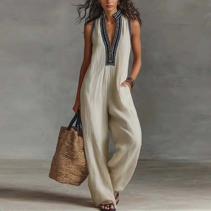 Darlene | Women's Lace Trim Jumpsuit-Omni Prime Goods