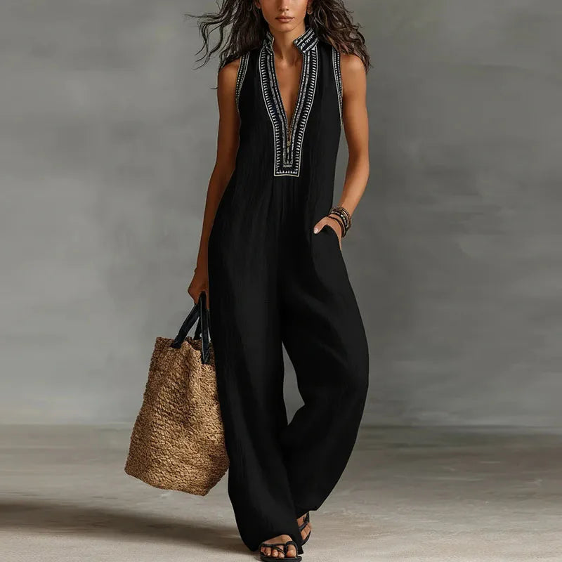 Darlene | Women's Lace Trim Jumpsuit-Omni Prime Goods