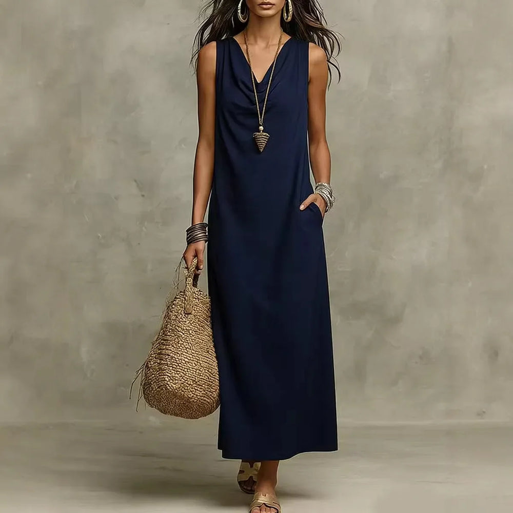 Dawson | Women's Linen Sleeveless Maxi Dress-Omni Prime Goods