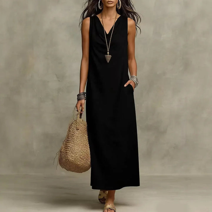 Dawson | Women's Linen Sleeveless Maxi Dress-Omni Prime Goods