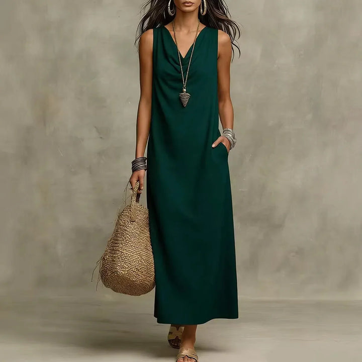 Dawson | Women's Linen Sleeveless Maxi Dress-Omni Prime Goods