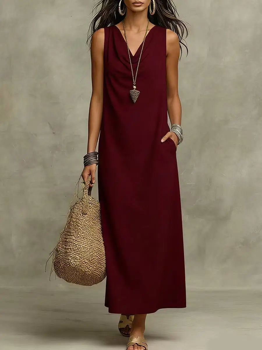 Dawson | Women's Linen Sleeveless Maxi Dress-Omni Prime Goods