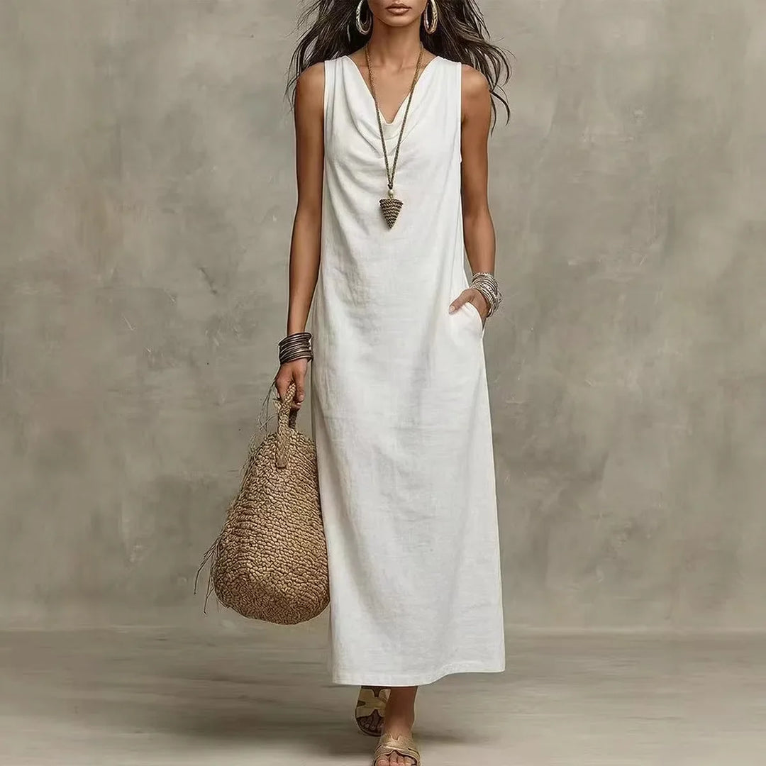 Dawson | Women's Linen Sleeveless Maxi Dress-Omni Prime Goods