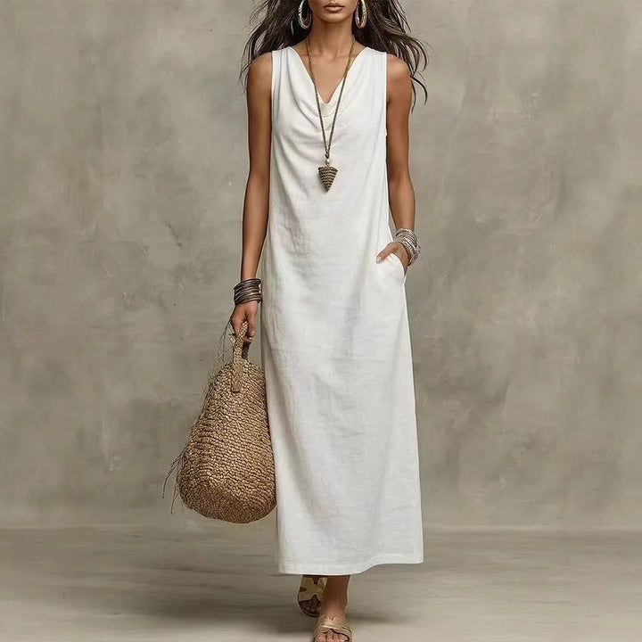 Dawson | Women's Linen Sleeveless Maxi Dress-Omni Prime Goods