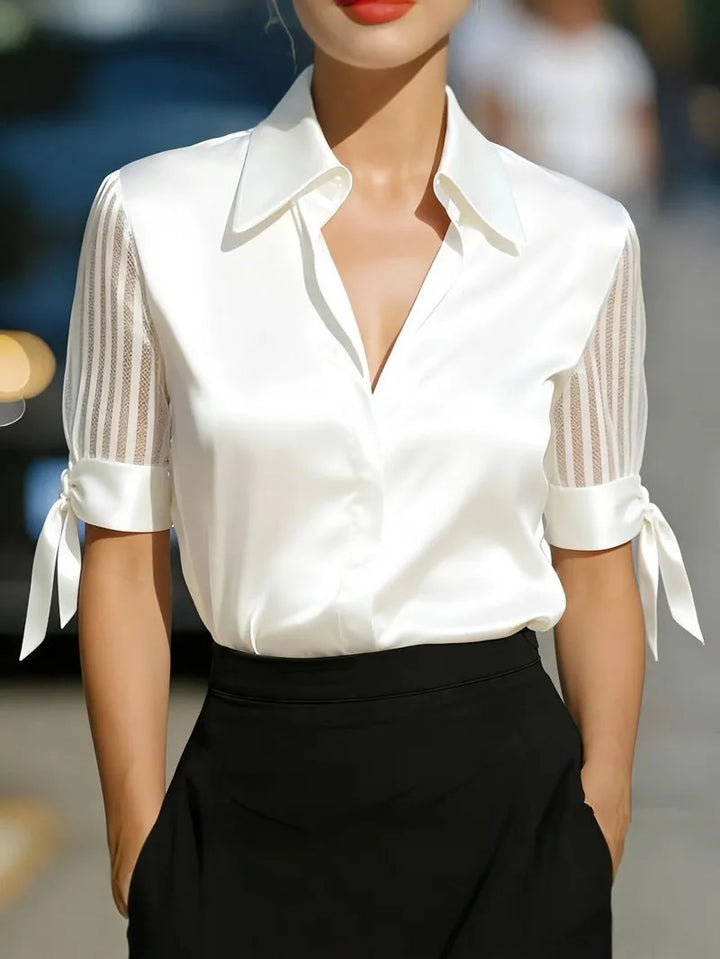 Denise | Women's Satin Turn Down Collar Shirt-Omni Prime Goods