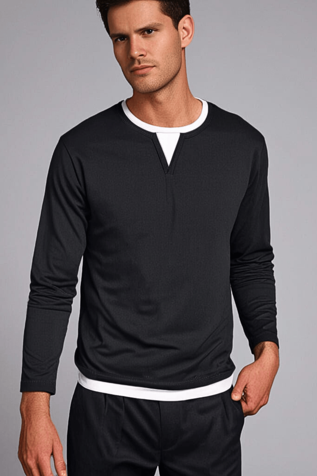 Men's Long Sleeve Henley Shirt