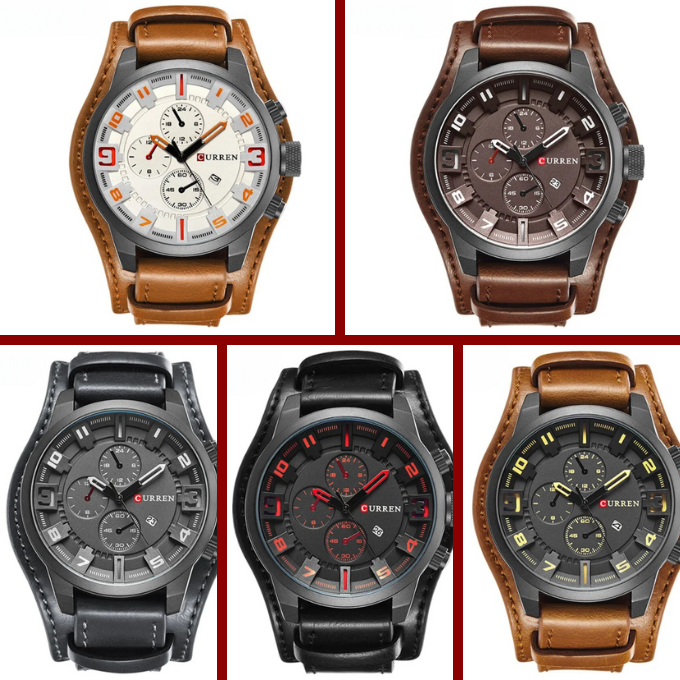 Men's Elegant Chronograph Leather Watch