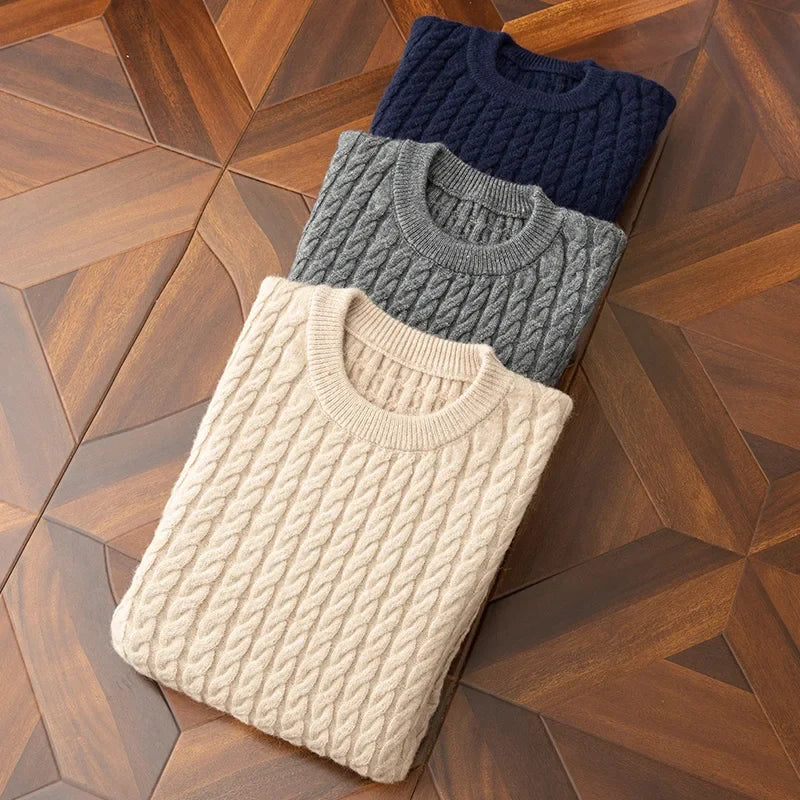 Men's Wool Blend Cable Knit Sweater