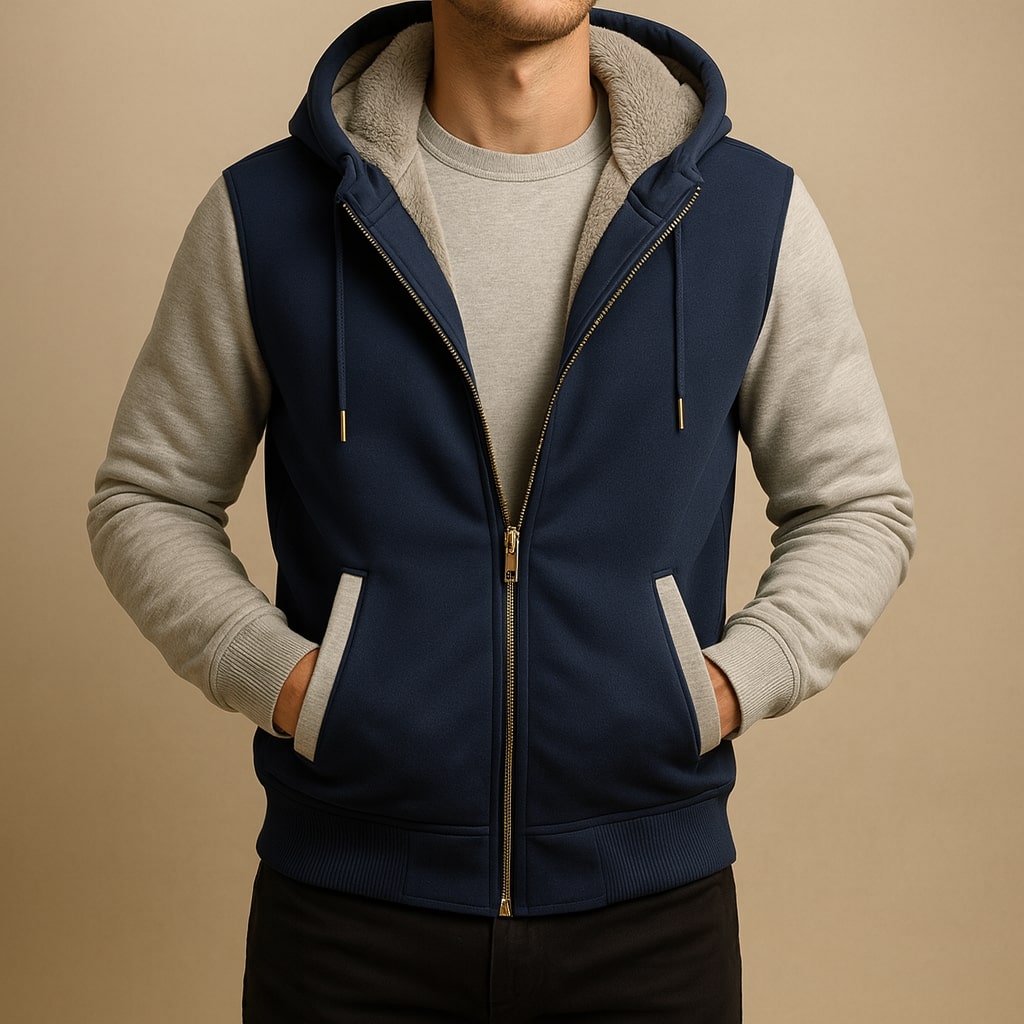 Men's Warm Lined Hooded Jacket