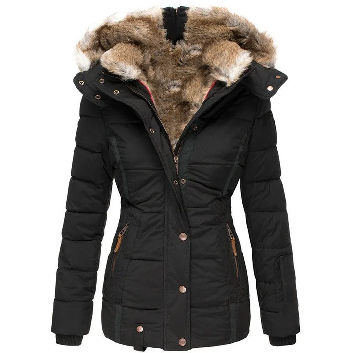 Women's Stylish Winter Coat with Fur Hood