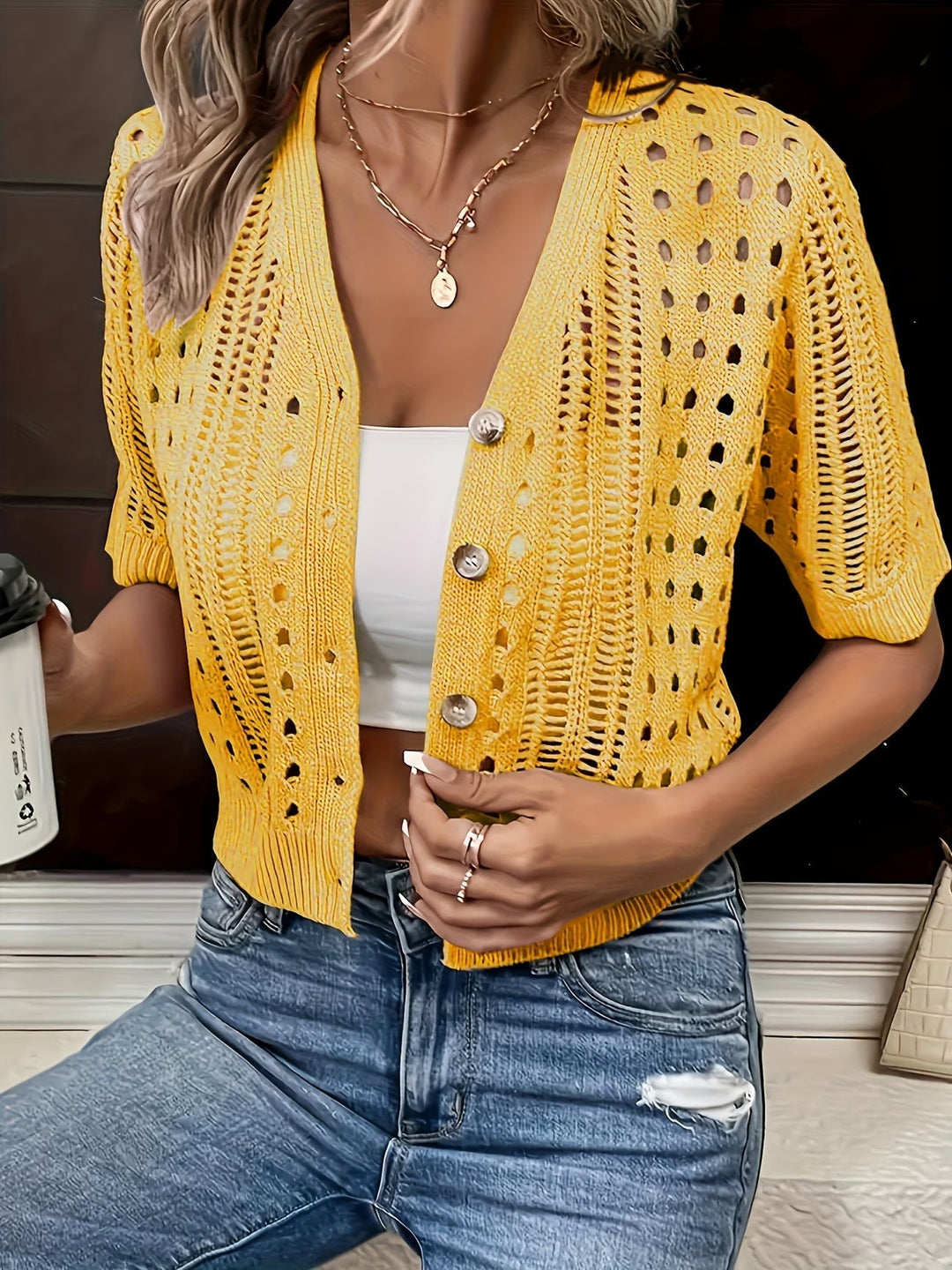Women's Lightweight Summer Cardigan with Short Sleeves