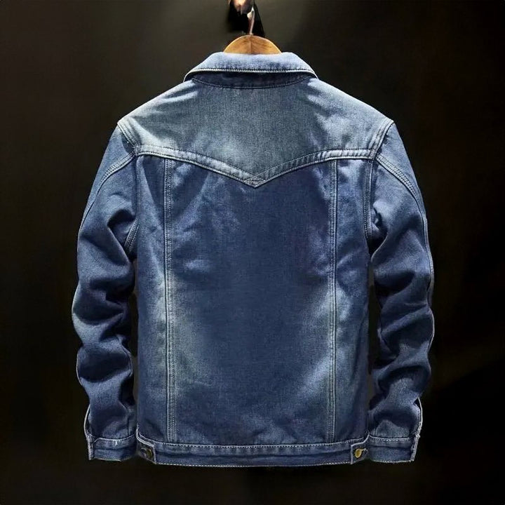 Men's Padded Denim Jacket with Cozy Fleece Lining