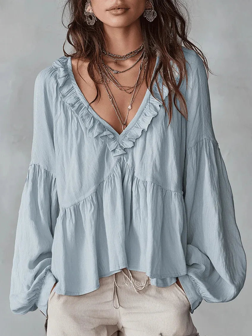 Elara | Women's Ruffle Blouse-Omni Prime Goods