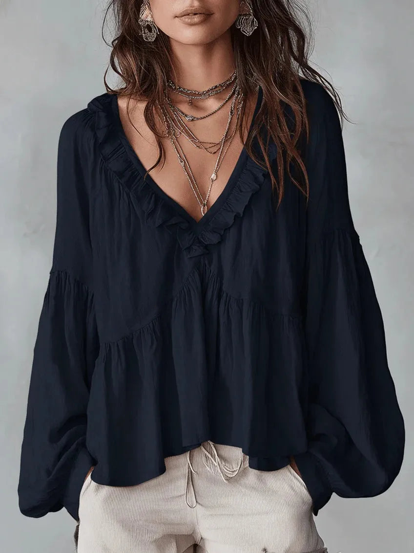 Elara | Women's Ruffle Blouse-Omni Prime Goods