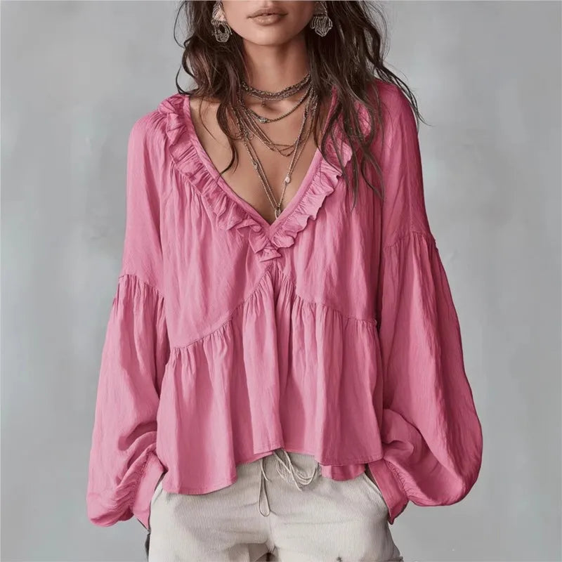 Elara | Women's Ruffle Blouse-Omni Prime Goods