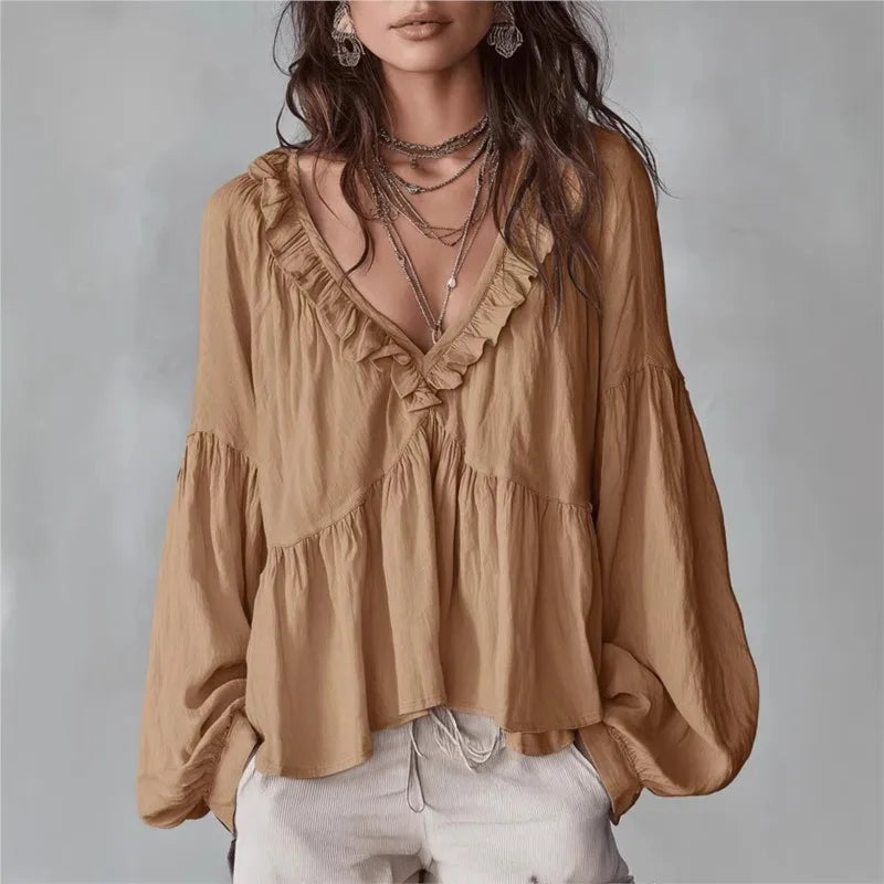Elara | Women's Ruffle Blouse-Omni Prime Goods