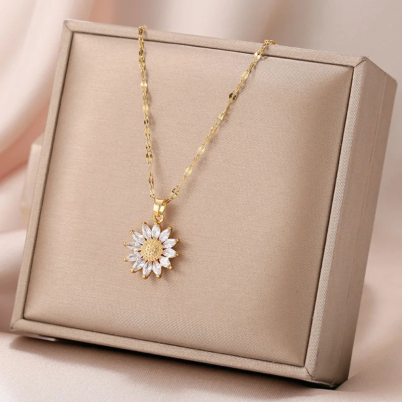 Elegant Sunflower Pendant Necklace for Nature Lovers-Omni Prime Goods