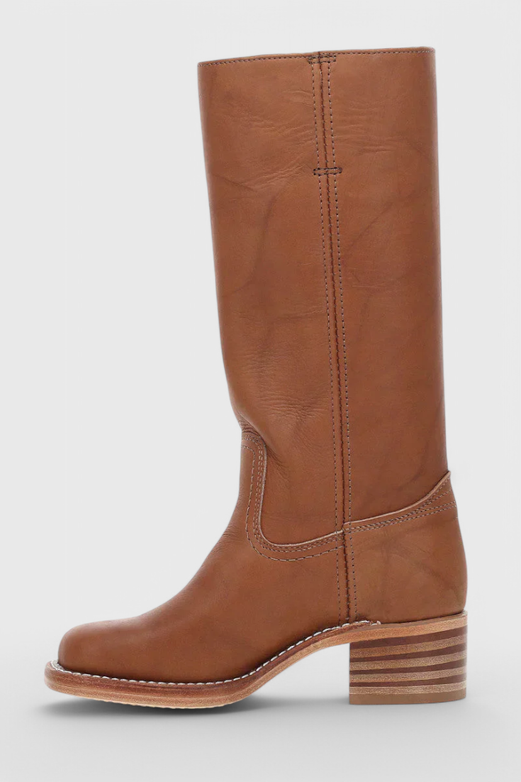Ellaida | Women’s Leather Knee-High Heeled Boots-Omni Prime Goods