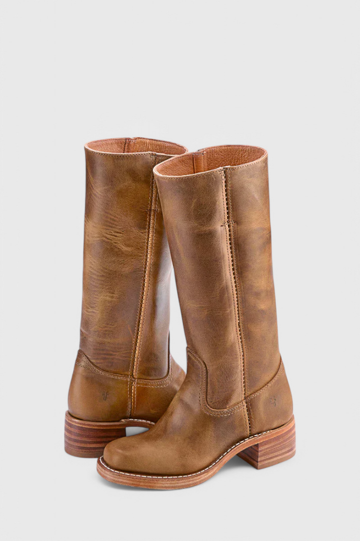 Ellaida | Women’s Leather Knee-High Heeled Boots-Omni Prime Goods