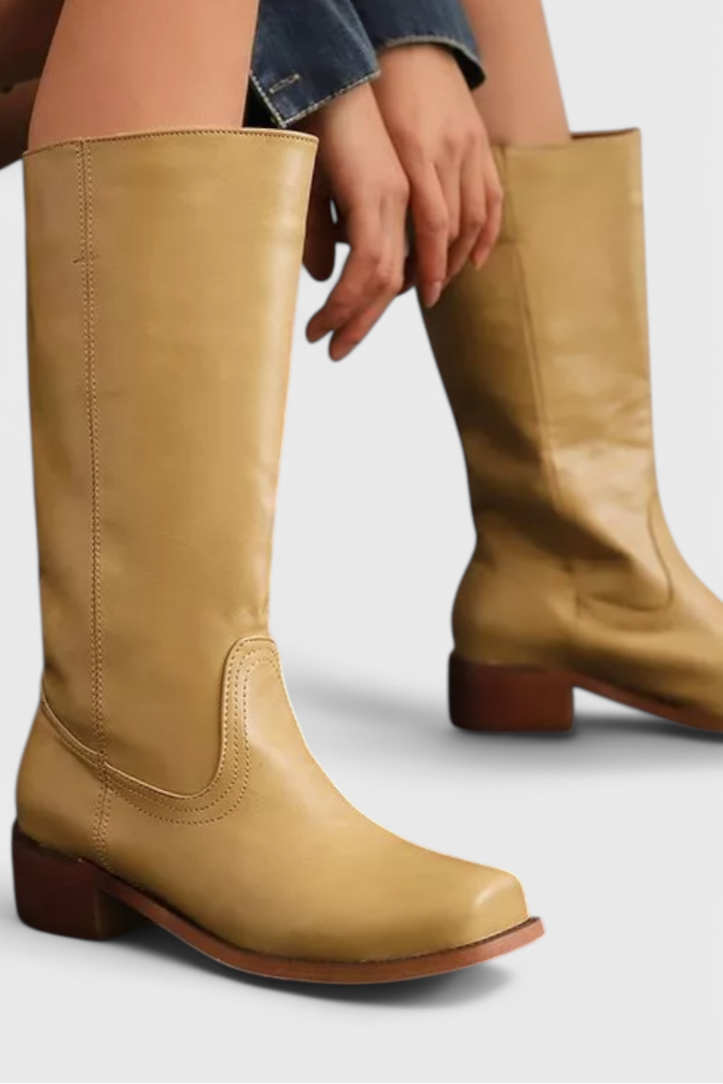 Ellaida | Women’s Leather Knee-High Heeled Boots-Omni Prime Goods