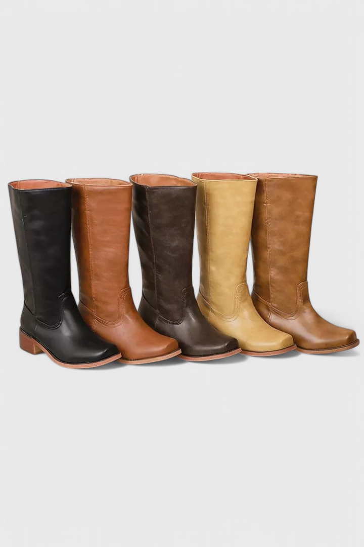 Ellaida | Women’s Leather Knee-High Heeled Boots-Omni Prime Goods