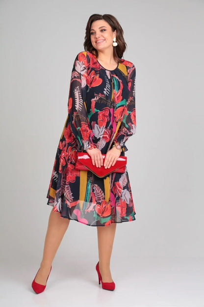 Ellen | Women's Long Sleeve A-Line Midi Dress for Every Occasion-Omni Prime Goods