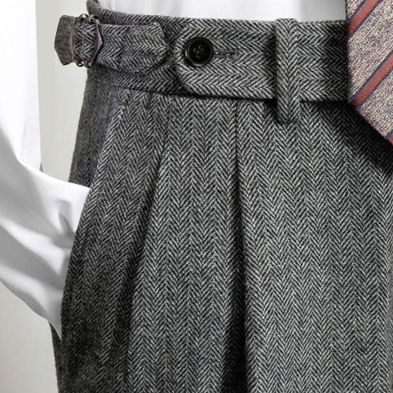 James | Men's Elegant Wool Trousers with Belt