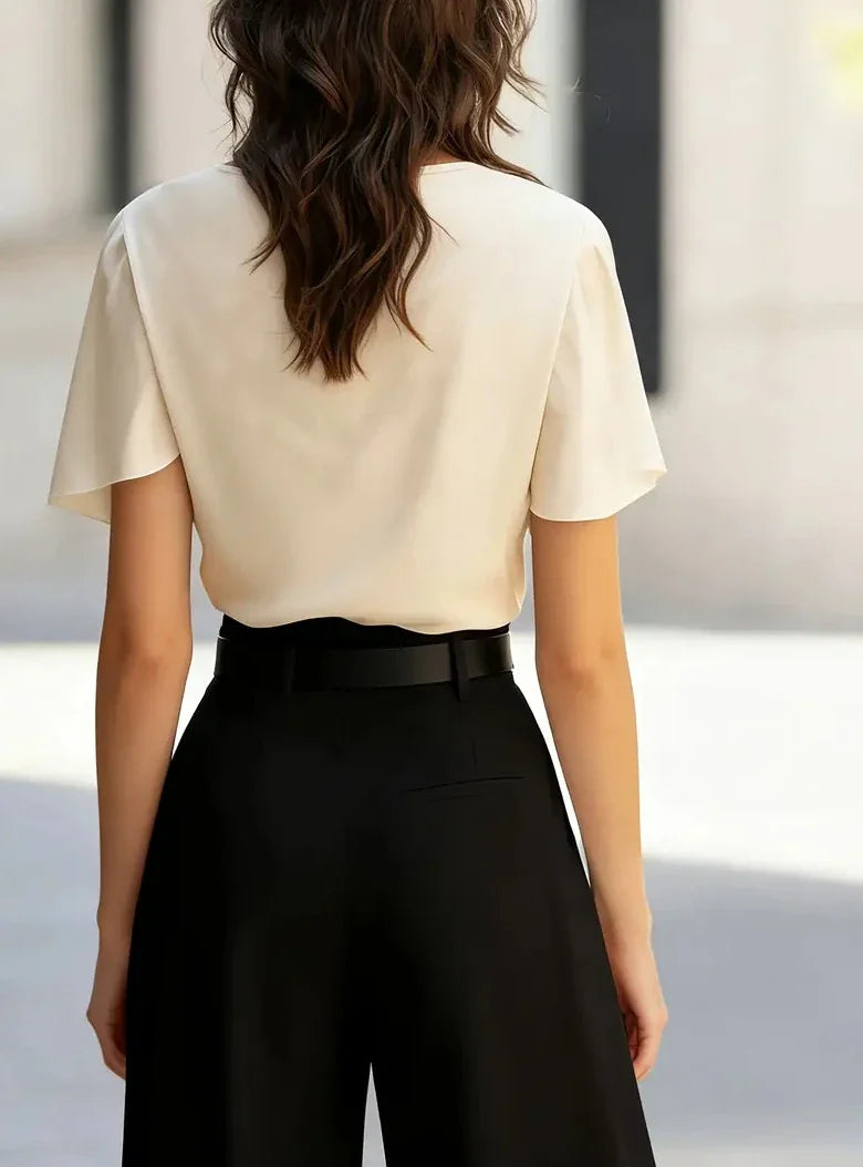 Emma | Women's Draped Cowl Neck Blouse-Omni Prime Goods